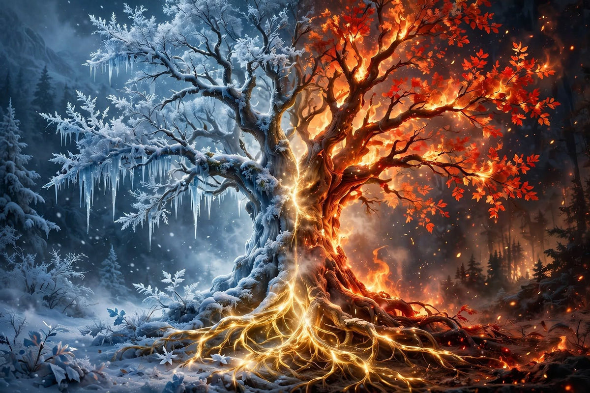Fire & Ice Tree of Life | Digital Wallpaper & Theme Pack